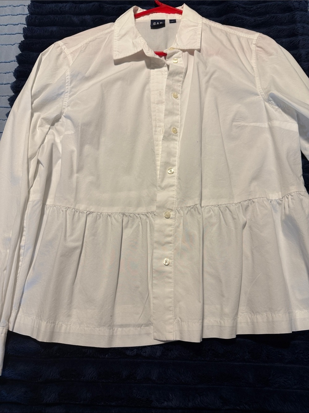 GAP White Button-Front Peplum Blouse
